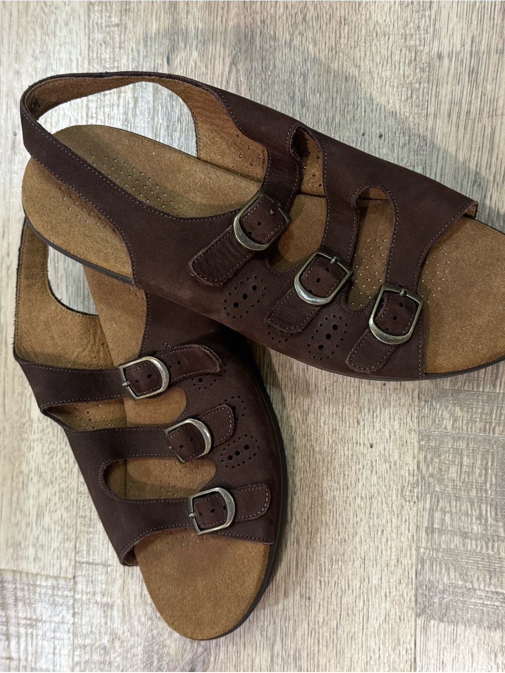 SAS Kids Brown Triple-Buckle Comfort Sandals